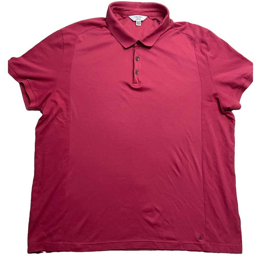 Calvin Klein Body‎ Fit Mens Pink Short Sleeve Polo Shirt Size 2XL